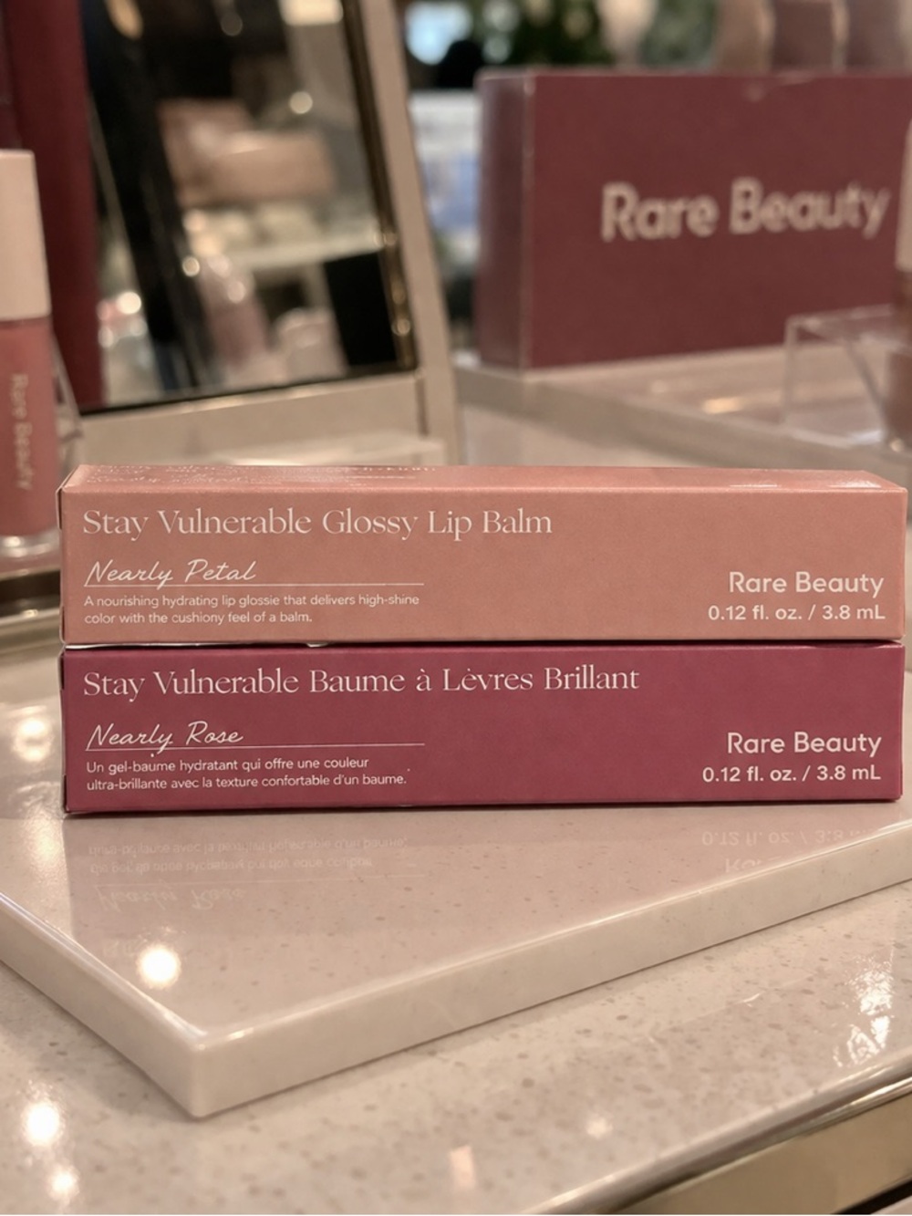 Rare Beauty Stay Vulnerable Glossy Lip Balm - Nearly Petal & Nearly Rose Bundle!